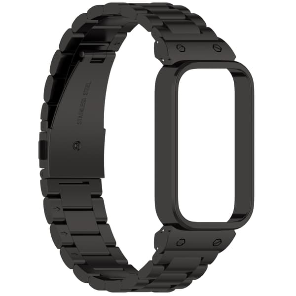 Rustfrit stålarmbånd til Xiaomi Band 9 Active og Redmi Band 3 Sort Black