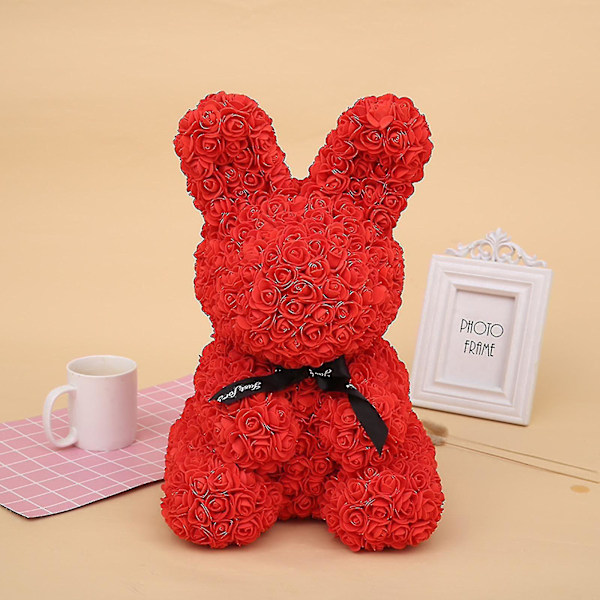 Rose Bunny Udødelig Blomst Kanin Skum Valentinsdag Fest Dekor Rose Bunny, uten gaveeske Red