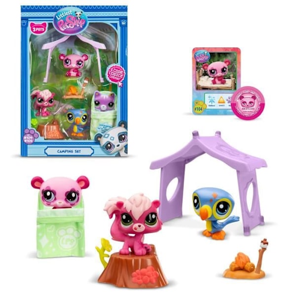 Teematilasetti 3 lemmikille - BANDAI - Littlest Pet Shop Camping - Eläimet ja tarvikkeet