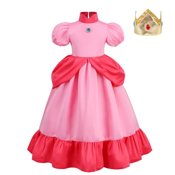 Daisy Princess -mekko tyttölapsille, sarjakuvaelokuva, cosplay-asu, kesäinen oranssi juhla-asu 2-10-vuotiaille, Halloween-naamiaisasu, persikkamekko Peach Dress 7-8T Tag-140
