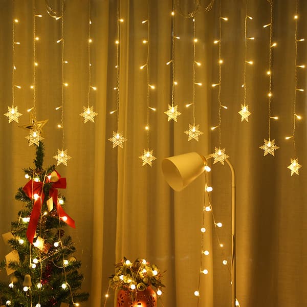 LED Snøfnuggardinlys - 4M, Varmhvit, 8 Moduser USB-lys_MGF