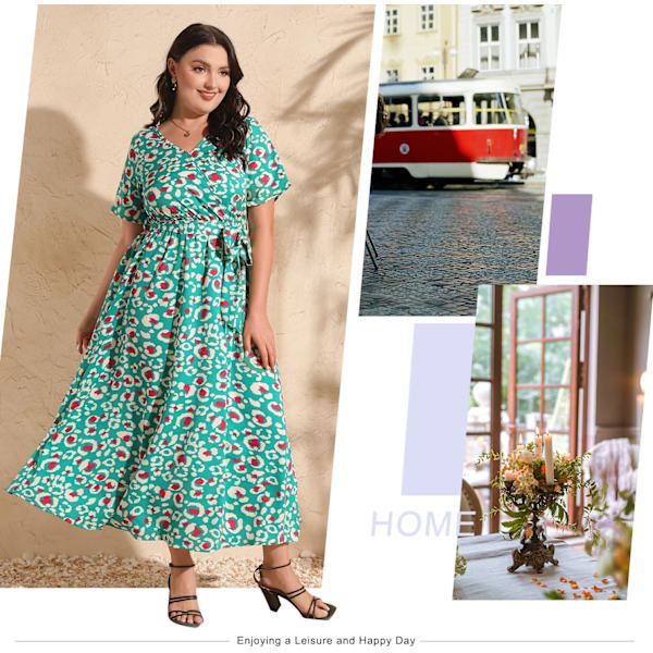Nattkjole Damer Lange Pyjamas Pyjamas Satin, Korte Ermer Kjemi Notat Skjorte Plus Størrelse Mörkgrön 3XL
