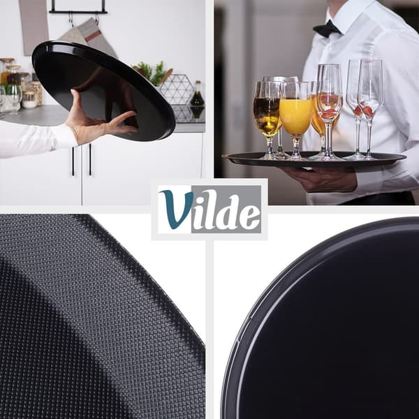 Svart sklisikker serveringsbrett 35 cm 4 stk._MGF