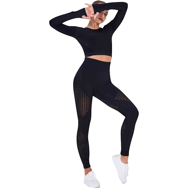 Yoga Bukser Gym Kort Top Sæt Til Kvinder Høj Talje Sømløse Leggings Yoga Tights Leggings Træning Sports Top Løbe Gym Bukser Med Elastisk Talje