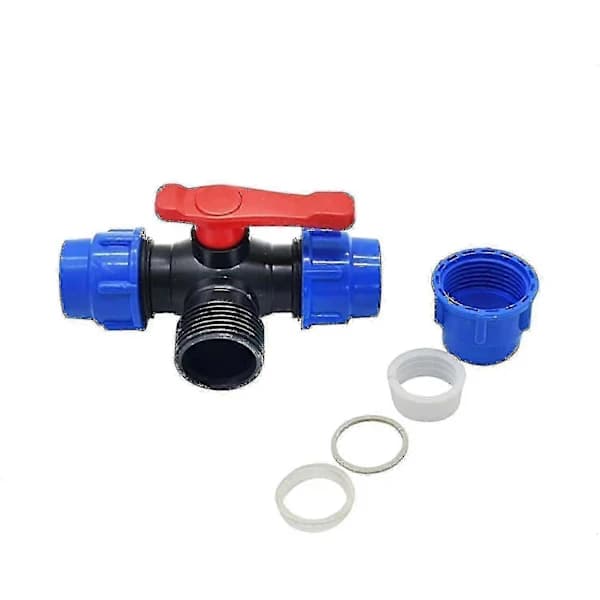 3-vejs kugleventil PVC Quick Connect T-fitting til PE-rør VVS-vanding 25MM 25MM