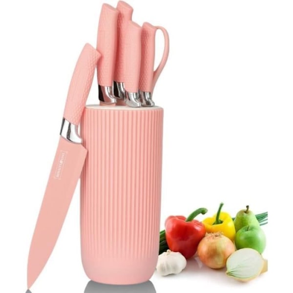 Sett med 5 kniver med saks og stativ Rose Royalty Line RLNC07P