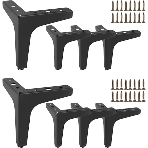 8-Pack 10cm Black Metal Table Legs, Ideal for Furniture Projects