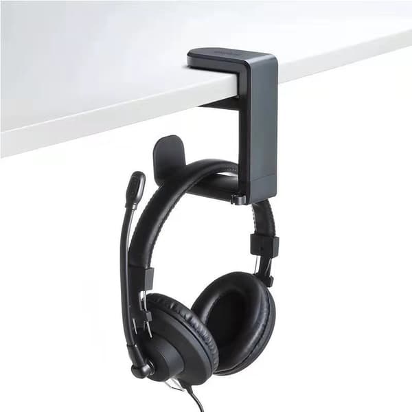 Desktop Clamp Headphone Stand 360° Rotating Headset Holder Black Black