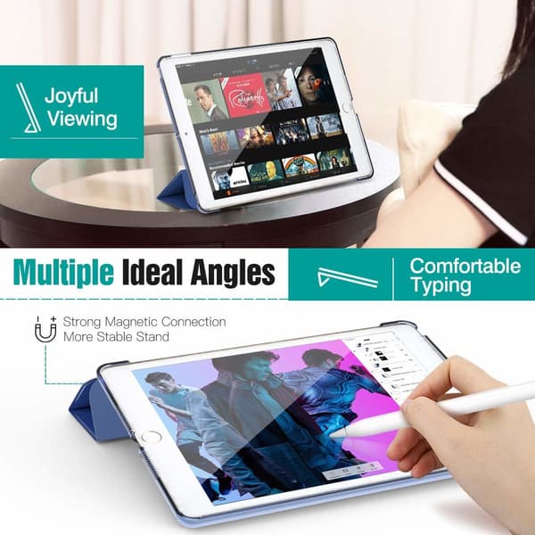 iPad Case 10.2/10.5 inch - Foldable Smart Cover Case Dark Blue