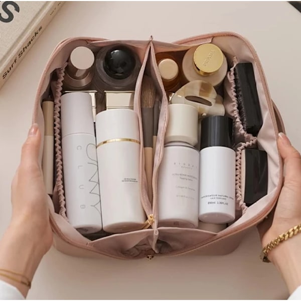 Makeup Taske/Organisator - Rejsevenlig Bærbar Makeup Opbevaringstaske Mocha Brown