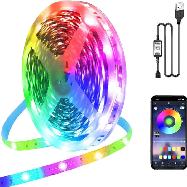 Smarte USB LED-striper Musikksynkronisering APP-kontroll 5 m 5 m