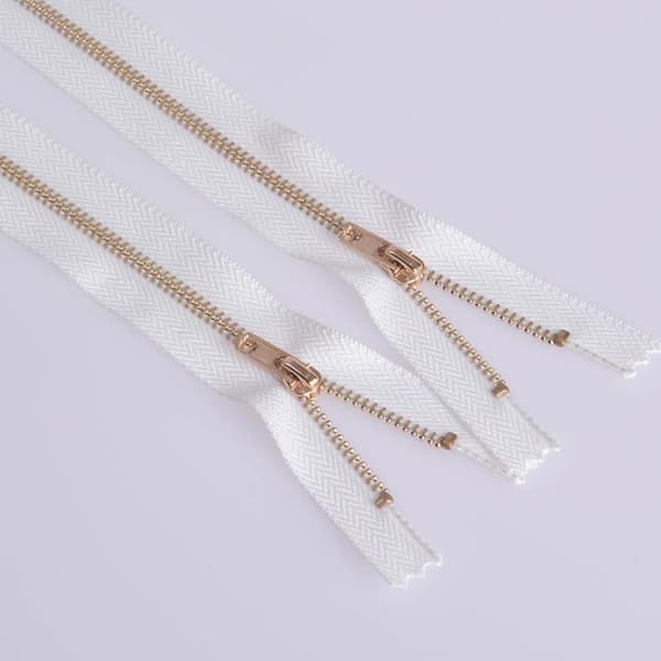 10-pack - Dragkedjor / Blixtlås - Välj färg & längd!_MGF 14cm (Guld + vit)