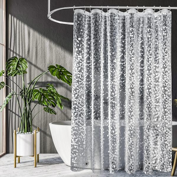 Transparent duschdraperifoder 183 x 183 cm, 3D gatsten viktat plastduschdraperifoder för badrum, 180*180cm