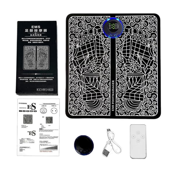 Elektrisk EMS fodmassageplade fødder akupunktur stimulator massage remote control One-size