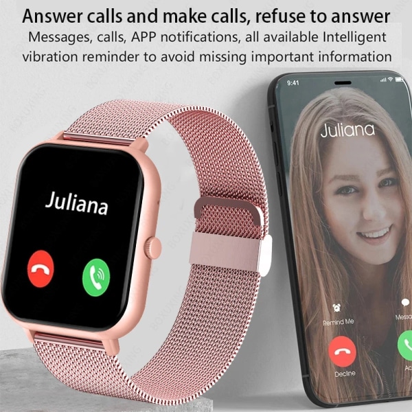 Samtal Smart Klocka Kvinnor Anpassad Urtavla Smartwatch För Android IOS Vattentät Bluetooth Musik Klockor Full Touch Klocka Black