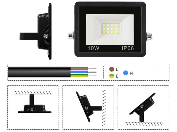 Halogen spotlight LED 10W 6000k utendørs vanntett ip66_MGF