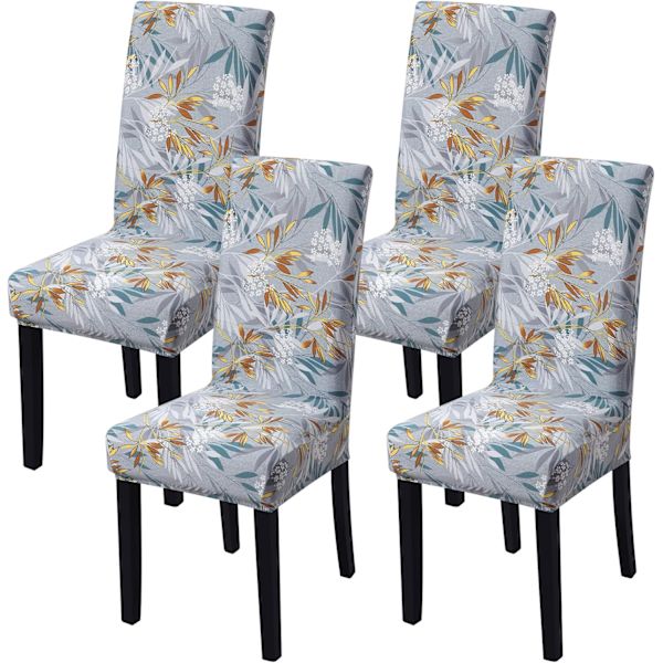 4-pack julstolsöverdrag stretch avtagbar tvättbar matsal bladmönster1 Leaf Pattern1_MGF Leaf Pattern1 4