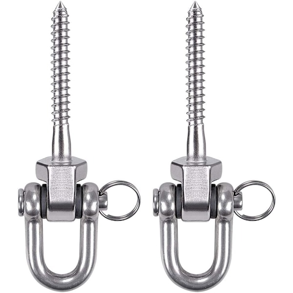 2 st Gungfäste för tak, gungkrok, hängmatteskruvar, 304 rostfritt stål, gungskruvar, kraftiga, 800 kg kapacitet för yogahängmatta, boxningssäck, gungfäste With Bow Ring