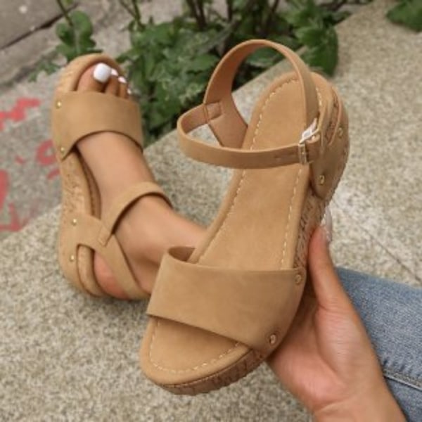 Kilklackssandaler för damer, sommarskor khaki 41