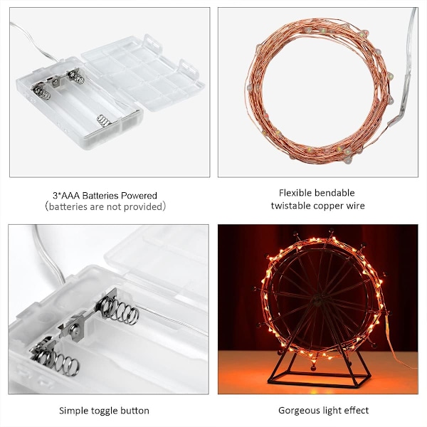 LED-slingor batteridrivna, Mini batteridrivna koppar Orange_MGF Orange 2 Pack