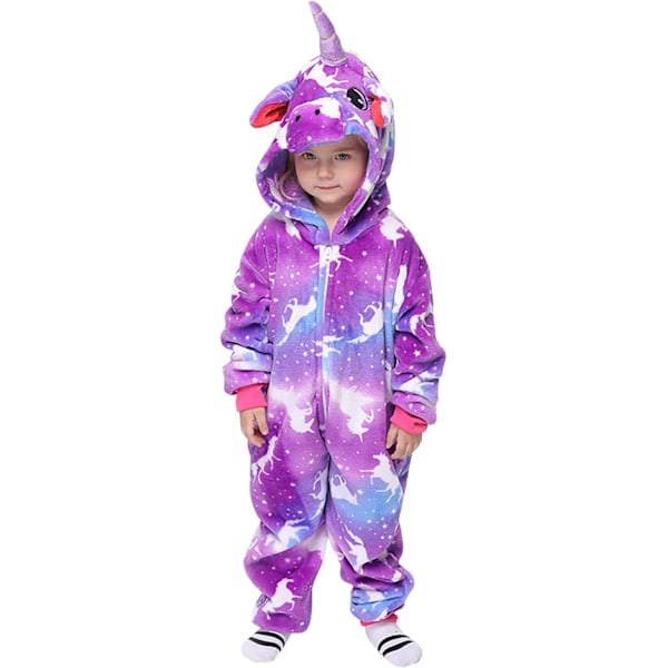 Barn unisex jumpsuit, 2023 kostymdjur onesie nattklänning pyjamas huvtröja cosplay kigurumi nattkläder jul halloween lila 110