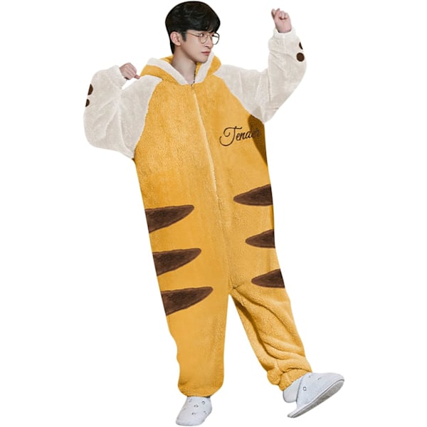 Voksen unisex jumpsuits, kostume dyrekostume onesie, natkjole, pyjamas, hættetrøje, nattøj, cosplay, pap natkostumer fest, halloween herr tigger M