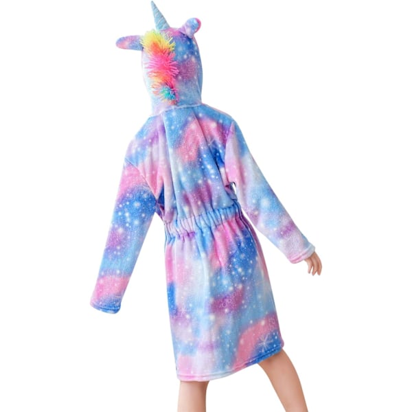 Børnebadekåber Badekåbe 3D Enhjørning med Hætte, Piger Drenge Fleece Blød Kigurumi Tegneserie Morgenhjemmekåbe Natkjole Pyjamas Lommer C-enhörning8 120