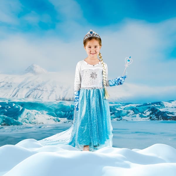 Elsa kostym maskerad karneval prinsessklänning flicka bal_MGF