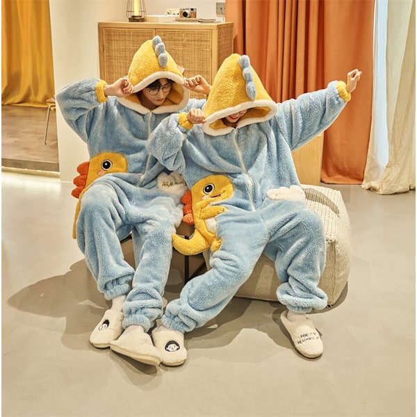 Onesies for Kvinner, Voksne, Kigurumi Onesies for Menn, Pyjamas, Fleece, Dyr, Jumpsuit, Sleepsuit, Halloween Kostyme, Jul, Cosplay og Fest Män - Dinosauri2 M