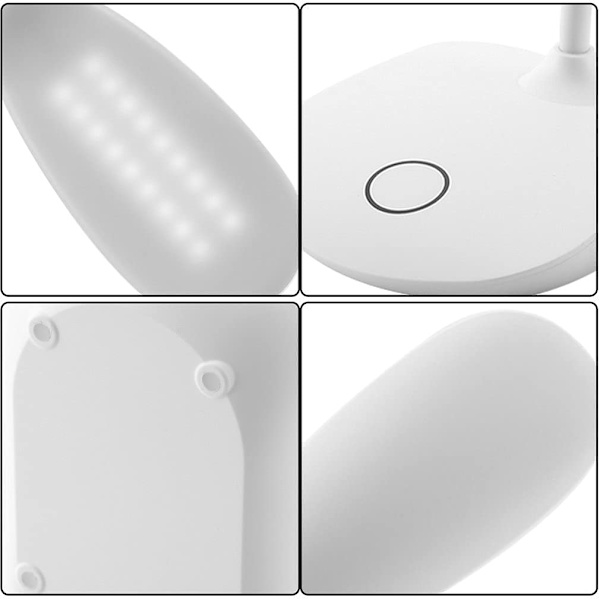 Rechargeable LED Table Lamp with Dimmer and Flexible Base, White Vit