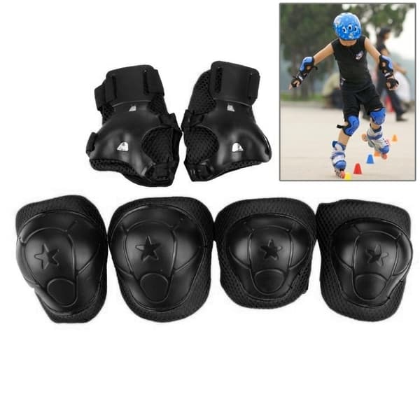 Knäskydd, armbågsskydd, handledsskydd - För barn - Svart_MGF Black