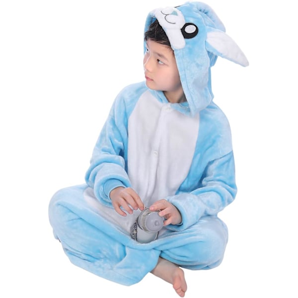 Børne/Unisex Fancy Dress Dyrekostume Onesie Pyjamas Jumpsuit Cosplay Kigurumi Jul Halloween Fancy Dress blåskalmabbit 100