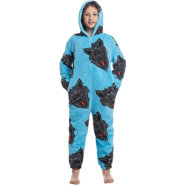 Børne unisex jumpsuits, 2022 kostume dyre onesie natkjole pyjamas hættede nattøj cosplay kigurum nattøj jul Halloween Varg 3 120