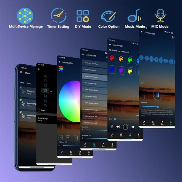 Smarte USB LED-striper Musikksynkronisering APP-kontroll 5 m 5 m