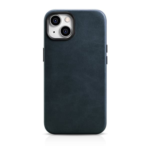 iPhone 14 Plus Magnetiskt Läderfodral med MagSafe Oljevax Premium Läderfodral Marinblå_MGF