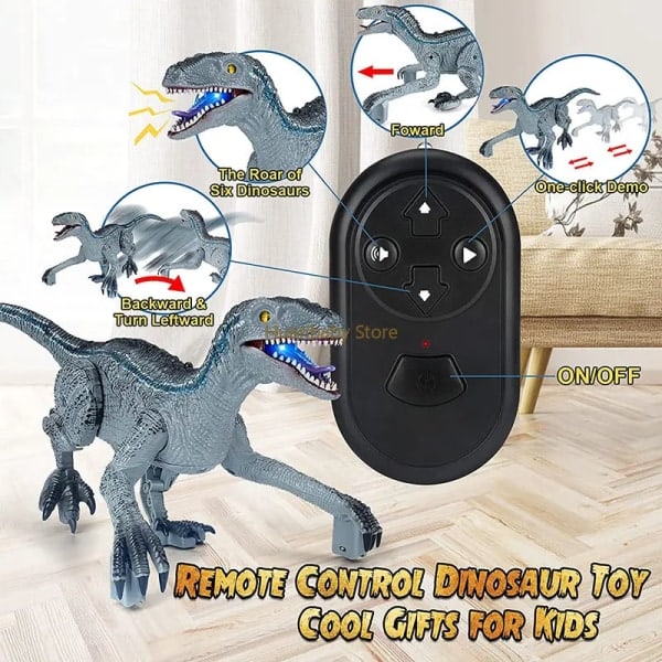 RC Dinosaur Leketoy Blå Velociraptor Fjernstyrt Dinosaurleker for Gutter Jurassic World Raptor Dinosaurgaver for Barn A1-Grønn