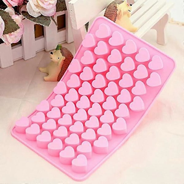 Mini Hjerteformede Silikoneforme til Isterninger/Chokoladeforme Rosa