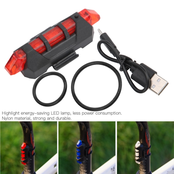 USB Laddningsbar Vattentät Cykel Baklampa Cykel Bakre LED Varningslampa Cykeltillbehör Röd