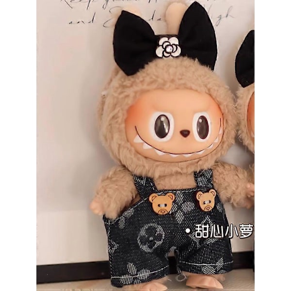 Het Original 17cm Labubu Dockkläder Hjärta Macaron Baby Hänge Kläder Emalj Ansikte Kläder Tecknad Ersättningsdekoration Presenter F Endast kläder F Only clothes 17CM No Doll