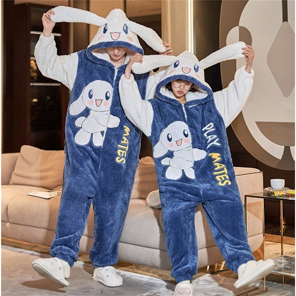 Aikuisten unisex-hyppyhaalareita, eläinpuku-onesie, yöpaita, pyjama, huppari, yöasu, cosplay, pahvilaisten yöasuja juhliin, halloween Herr blå XXL