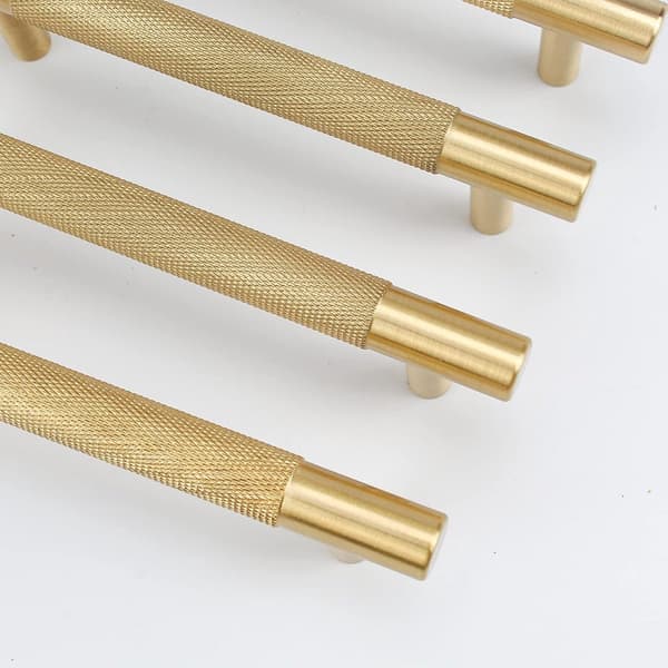Massive messinggreb til skabe, 5 stk. guld, 128 mm, moderne til skuffer og garderobeskabe
