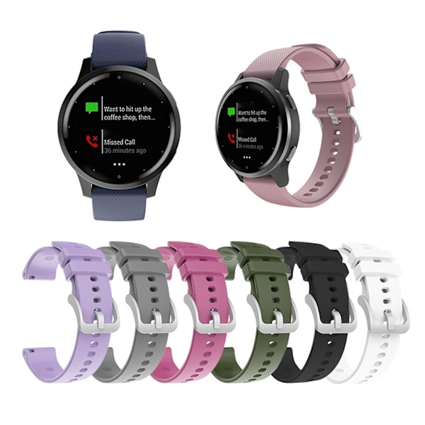 Klockarmband 20mm/22mm Rutigt Mjukt Silikonarmband Ersättning för Garmin Venu SQ/Venu/Vivoactive 3 4/Forerunner 245 Armégrön Army Green 20 mm