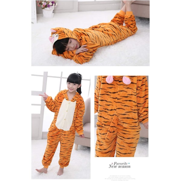 Lasten unisex-hyppyasu, 2023 eläinpuku onesie yöpaita pyjama huppuinen yöasu cosplay kigurumi yöasu joulu halloween Tigger 140