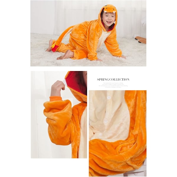 Lasten unisex-hyppyasu, 2023 eläinpuku onesie yöpaita pyjama huppuinen yöasu cosplay kigurumi yöasu joulu halloween Charizard23 100