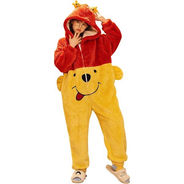 Onesies til kvinder, voksne, Kigurumi Onesies til mænd, pyjamas, fleece, dyr, jumpsuit, nattøj, Halloween kostume, jul, cosplay og fest Kvinnor - Nalle S