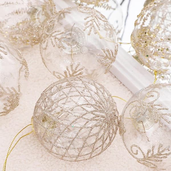 Julekuler - Transparente julekuler - Sett med 9 knusesikre kuler (8 cm)
