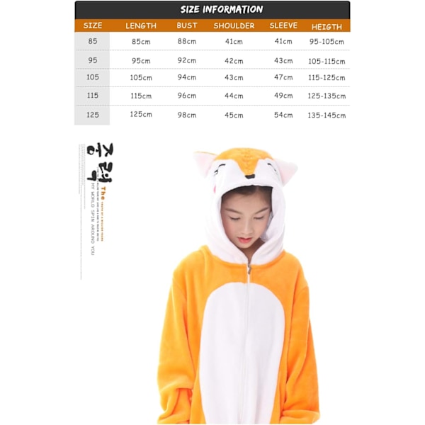 Barn unisex jumpsuits, 2023 kostyme dyreonesie nattkjole pyjamas hettegenser cosplay kigurum nattøy jul Halloween Rävröd 130