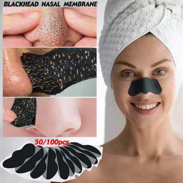 Unisex Blackhead Remove Mask Peel Nasal Strips Deep Shrink Cleansing Pore Nose Black Head Remove Stickers Skin Care Mask Patch Black 100pcs-10bag