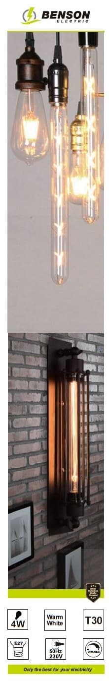 LED-rörlampa spiralfilament T30 4 W E27 bärnsten 30×185 mm dimbar_MGF