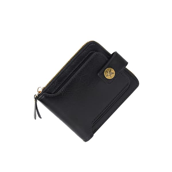 Compact and elegant PU leather wallet Black Black